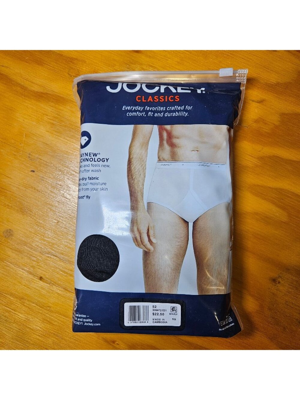 Jockey Classics Mens Full-Rise Briefs 2-Pack Size 52 100% Cotton With Staycool+